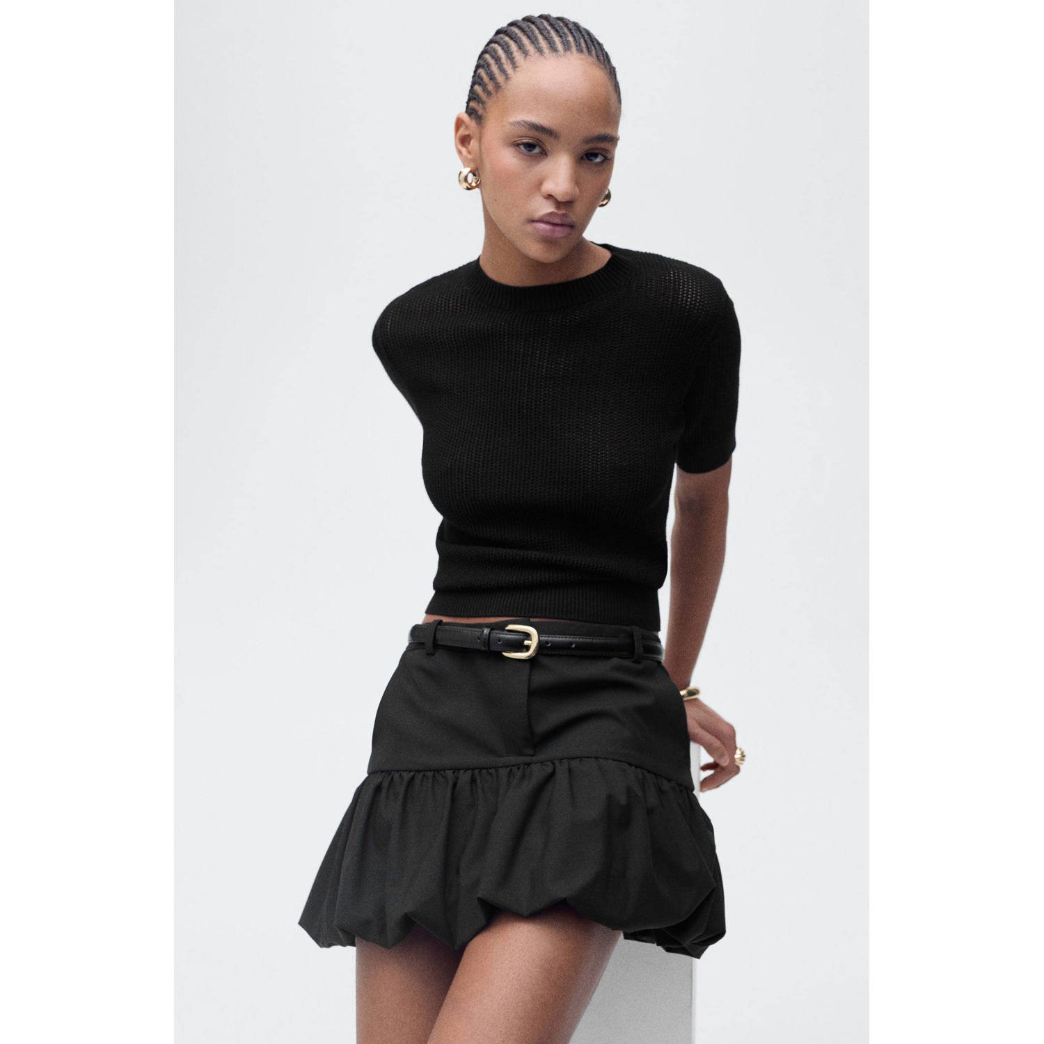 Mango top zwart gebreid