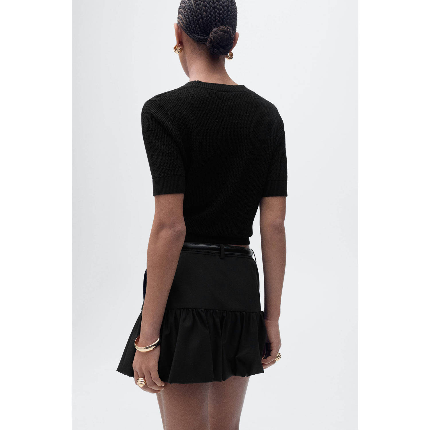 Mango top zwart gebreid
