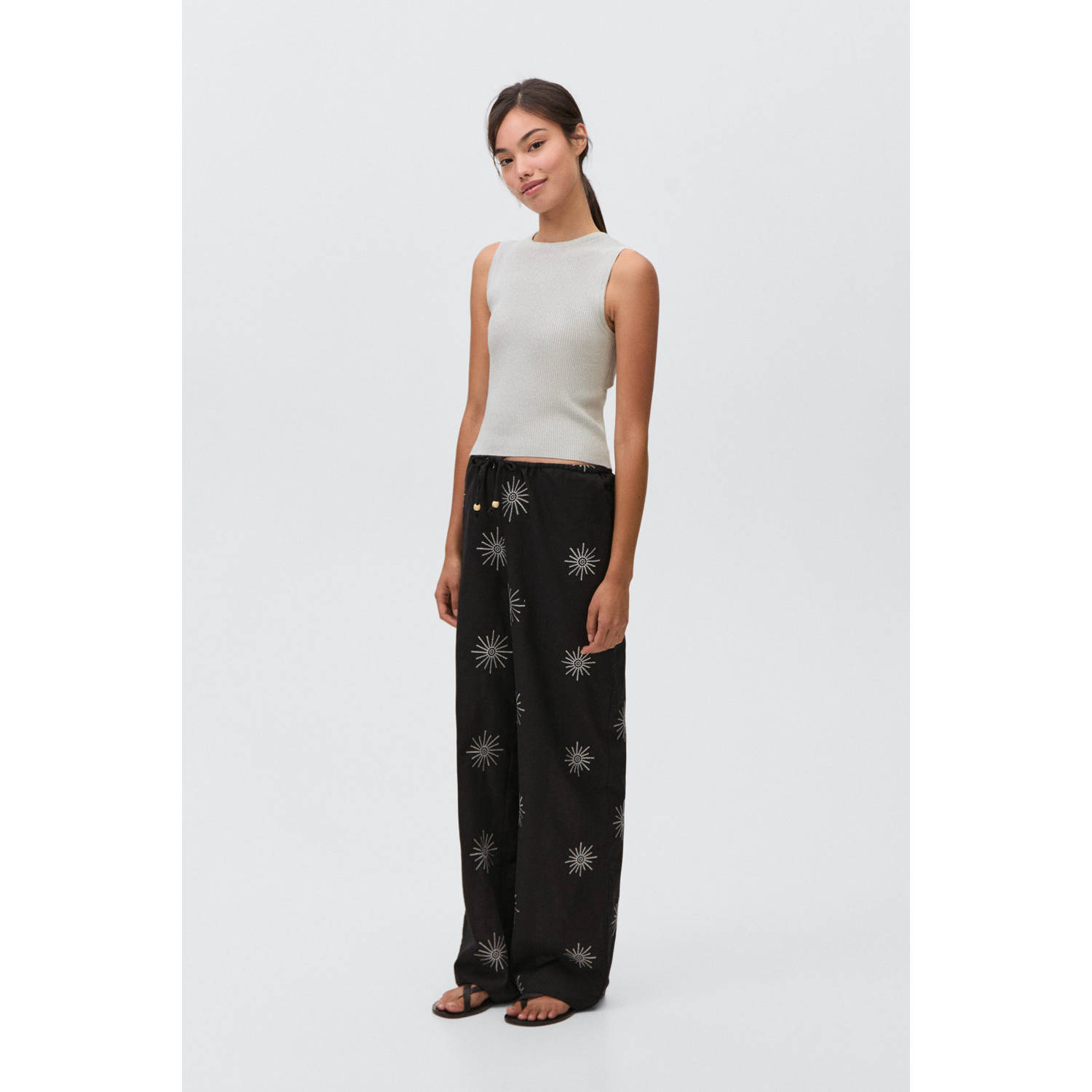 MANGO TEEN mouwloze top zilver met glitter
