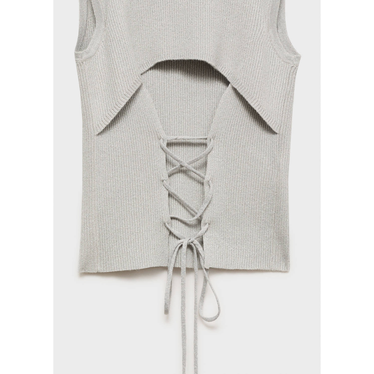 MANGO TEEN mouwloze top zilver met glitter