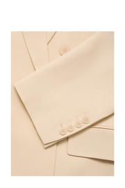 thumbnail: Ecru dames Mango regular blazer van viscose met effen, lange mouwen, V-hals en knoopsluiting