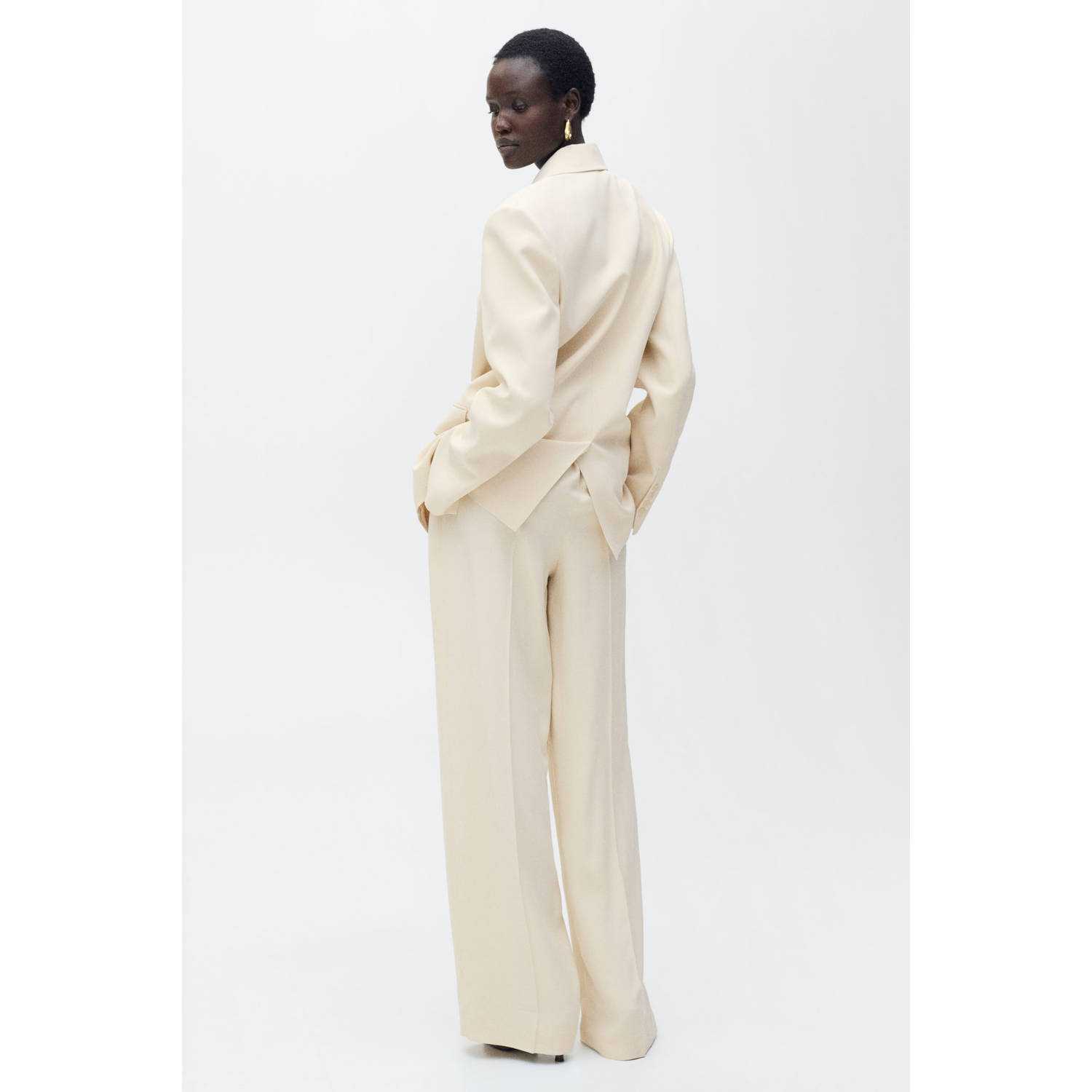 Mango regular blazer ecru