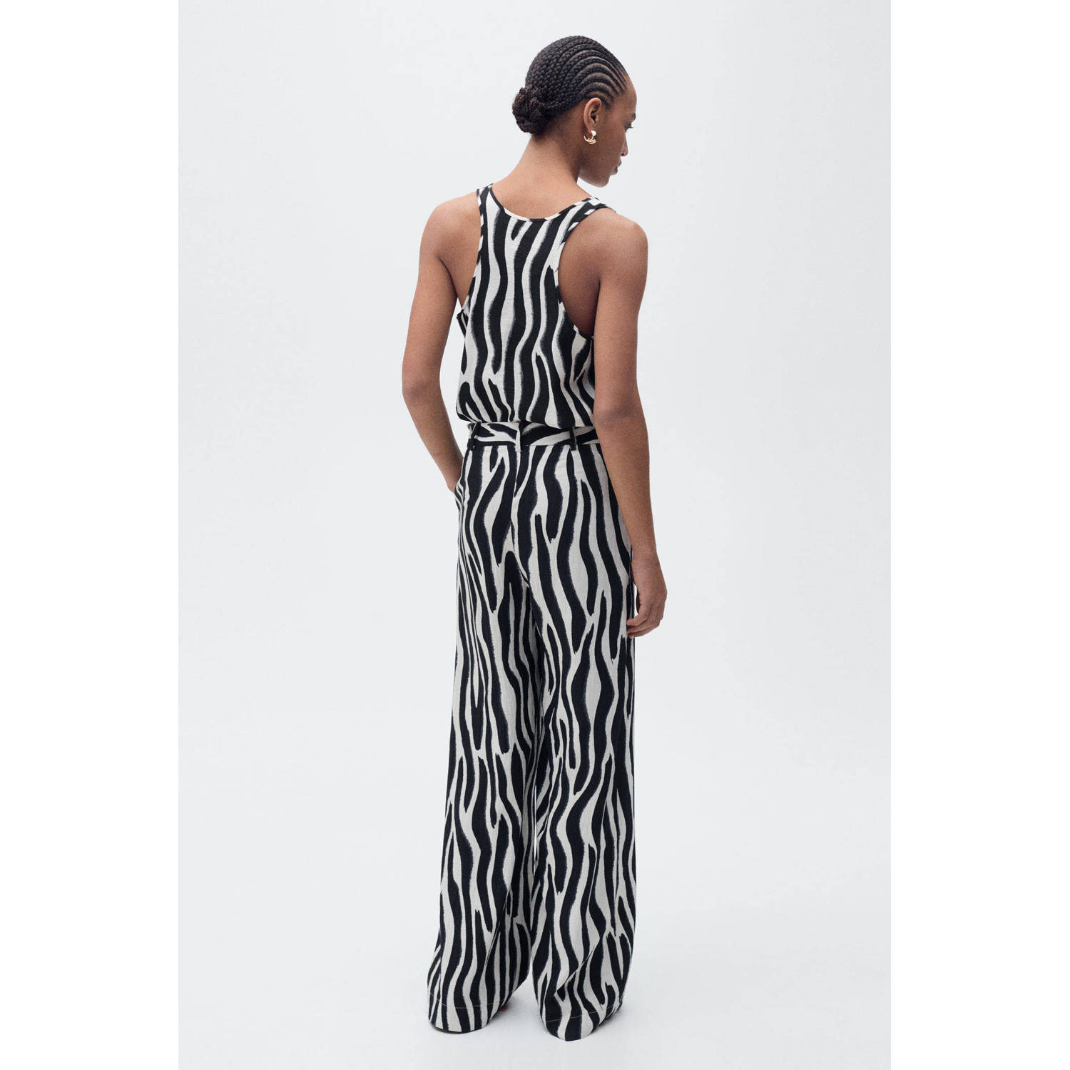 Mango wide leg regular waist pantalon ecru