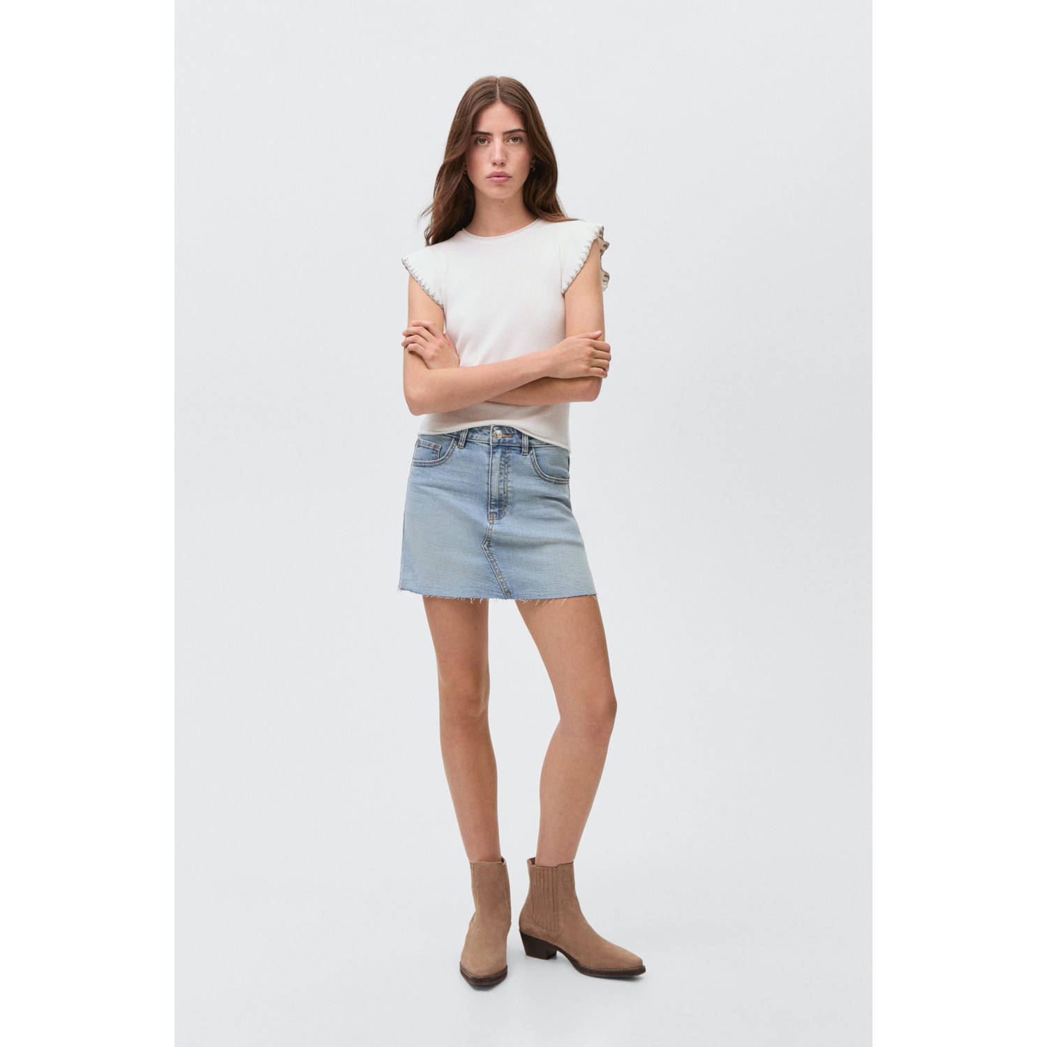MANGO TEEN spijkerrok light blue denim