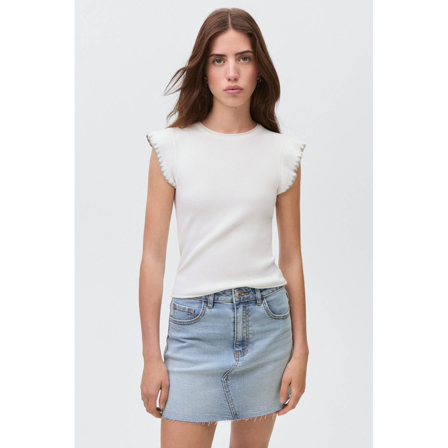 MANGO TEEN spijkerrok light blue denim