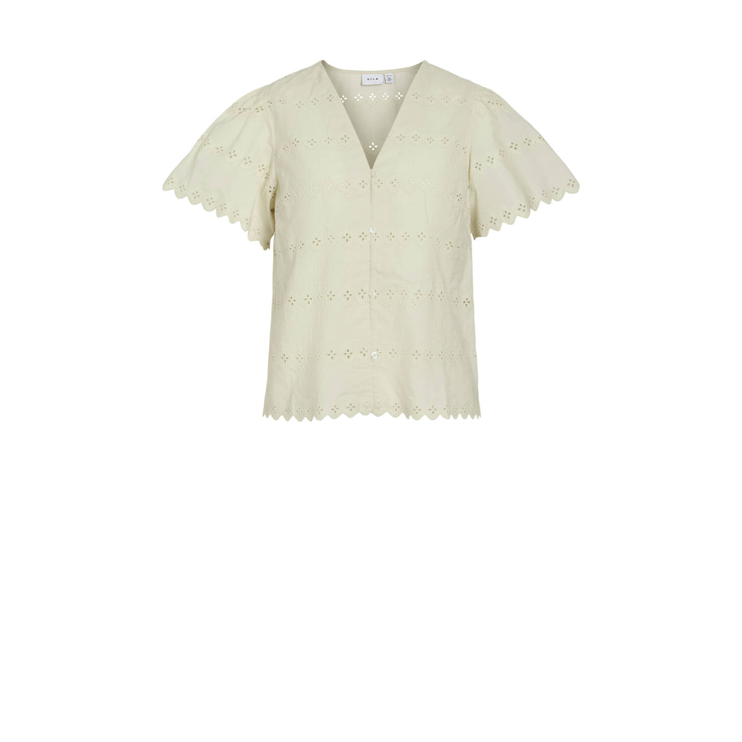 VILA top ecru broderie