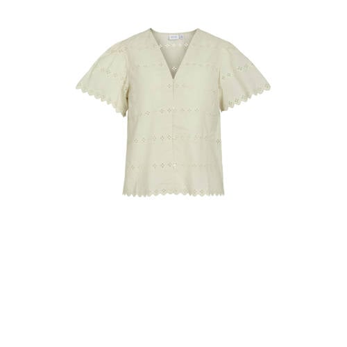 VILA top ecru broderie afbeelding
