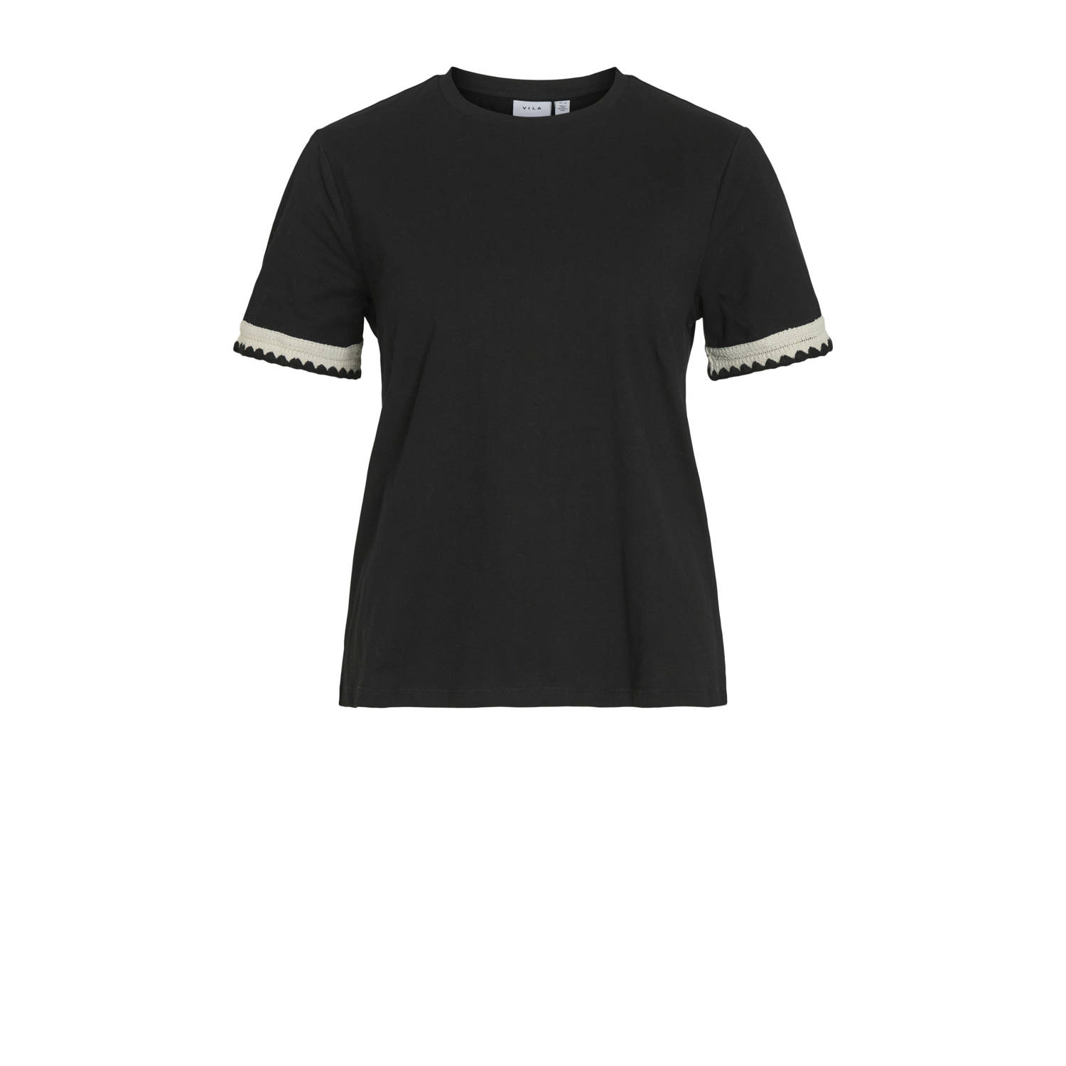 VILA T-shirt zwart broderie