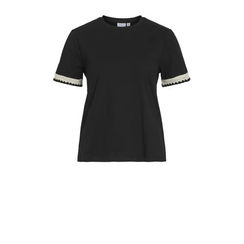 VILA T-shirt zwart broderie afbeelding