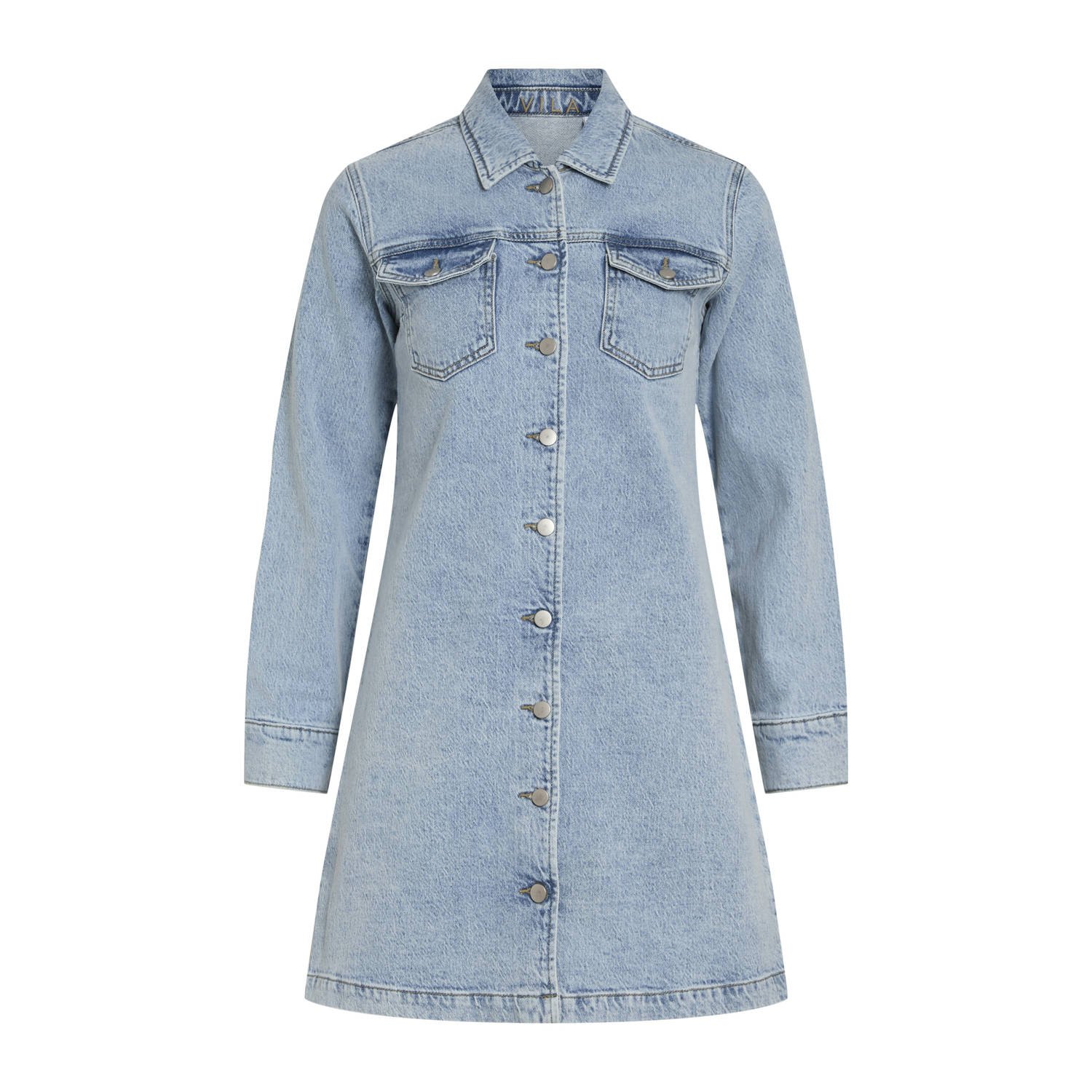 VILA denim blousejurk light blue denim