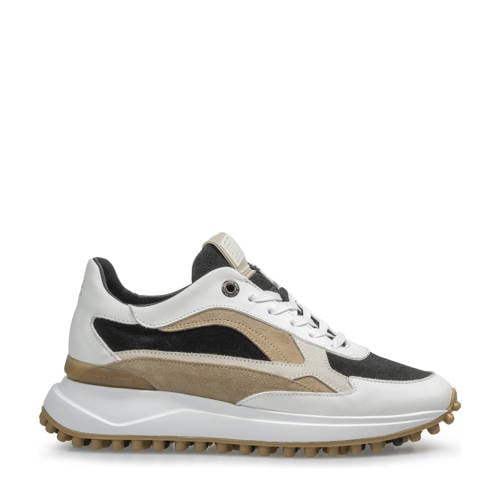 Floris van Bommel Noppi 17.02 leren sneakers zwart/wit/beige afbeelding