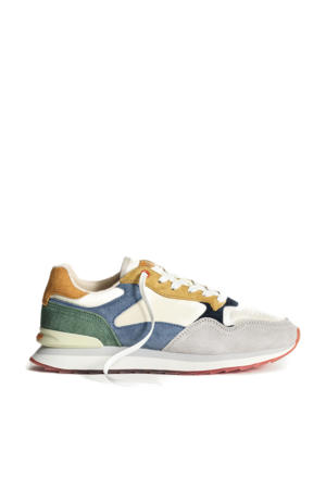 City  sneakers suède ecru/blauw/groen/geel