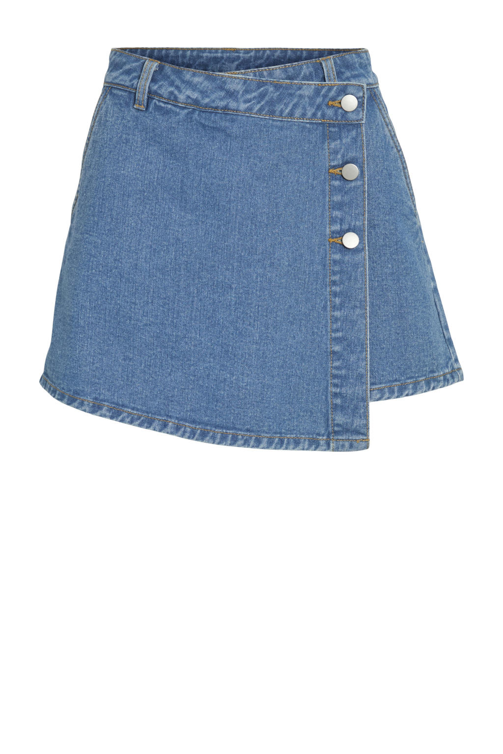 Medium blue denim dames VILA spijkerrok gemaakt van denim en met knoopsluiting