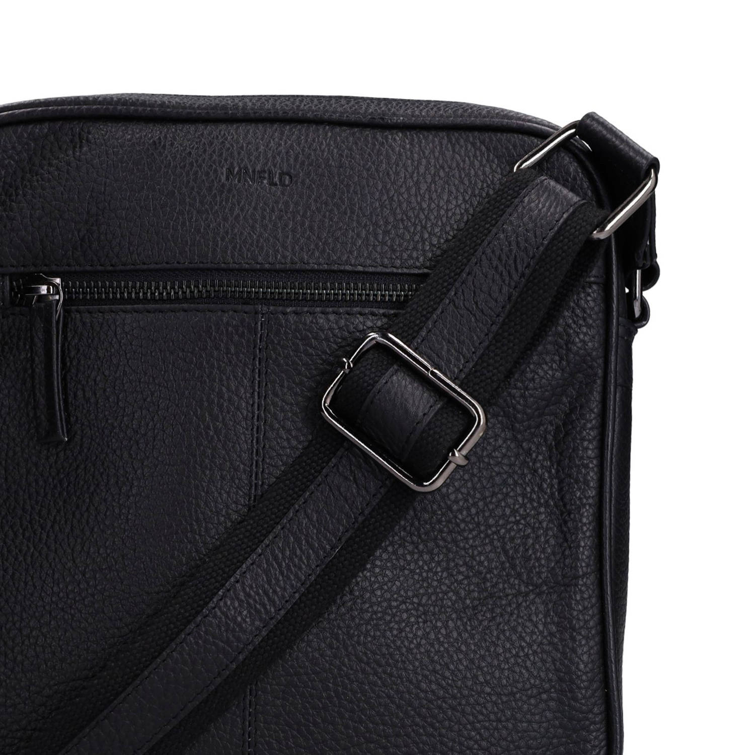 Manfield leren crossbody tas zwart
