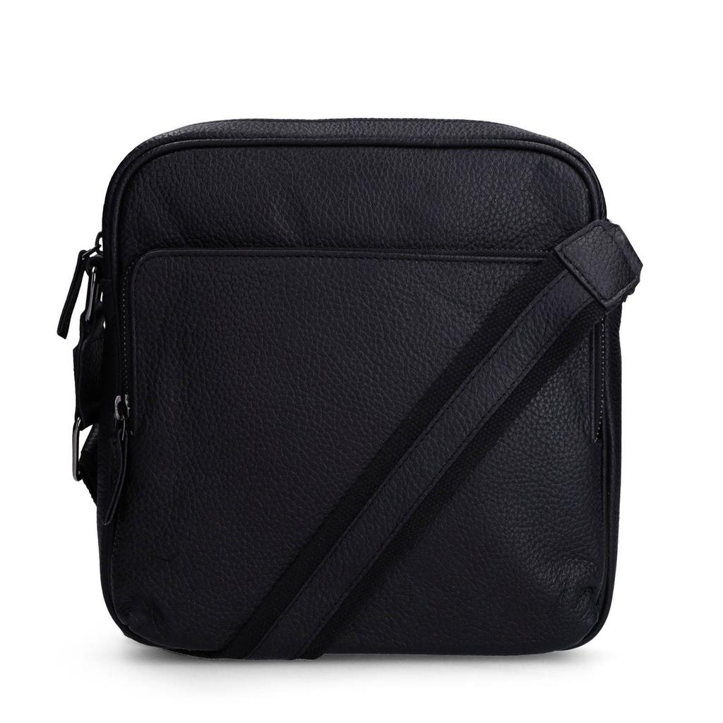 Manfield leren crossbody tas zwart