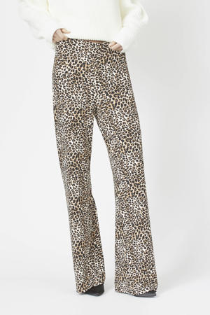 wide leg high waist broek bruin