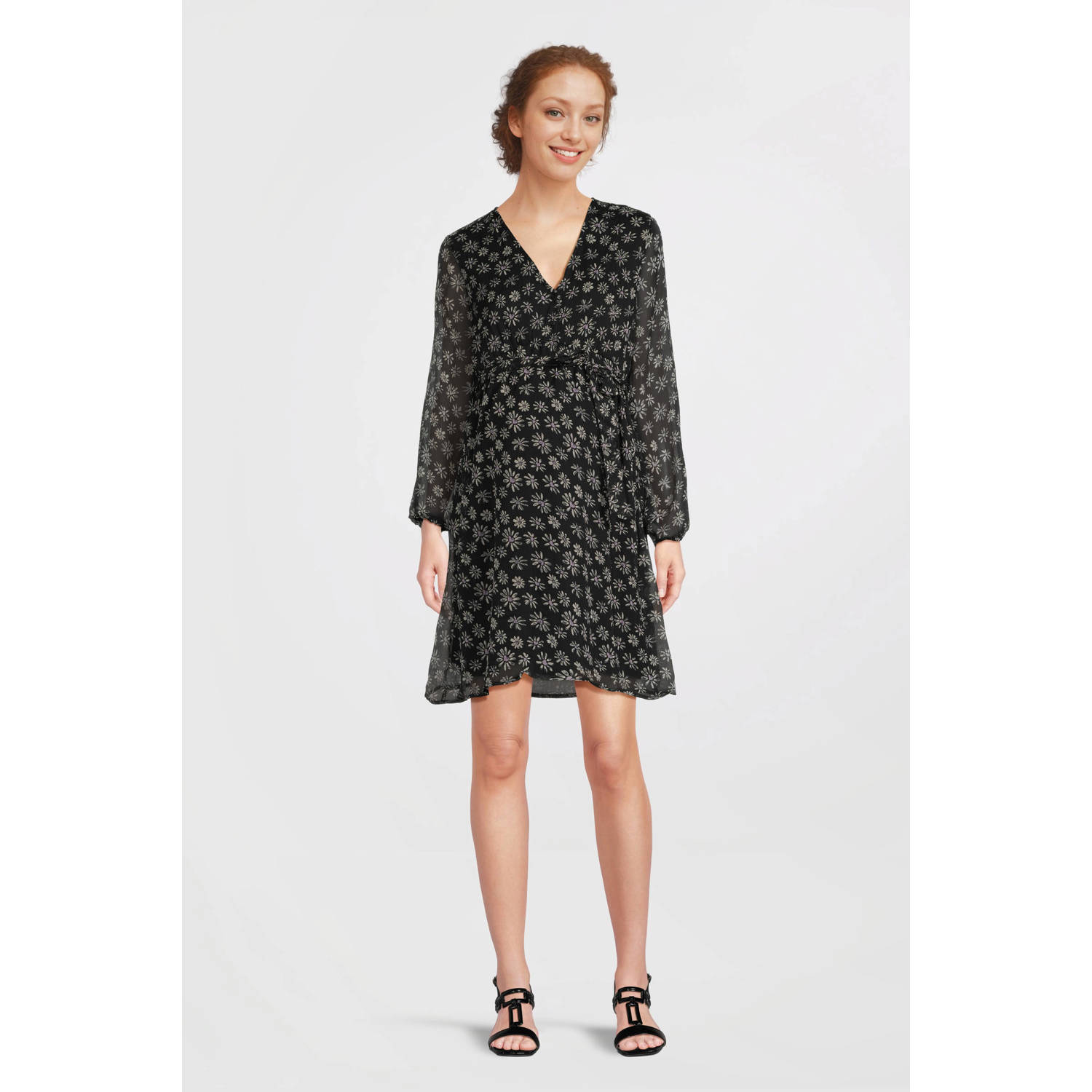 ONLY MATERNITY zwangerschaps midi jurk zwart wit