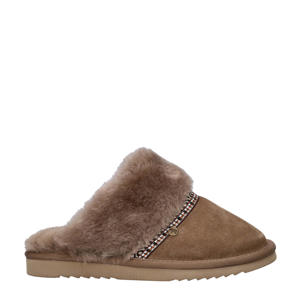 suède pantoffels taupe