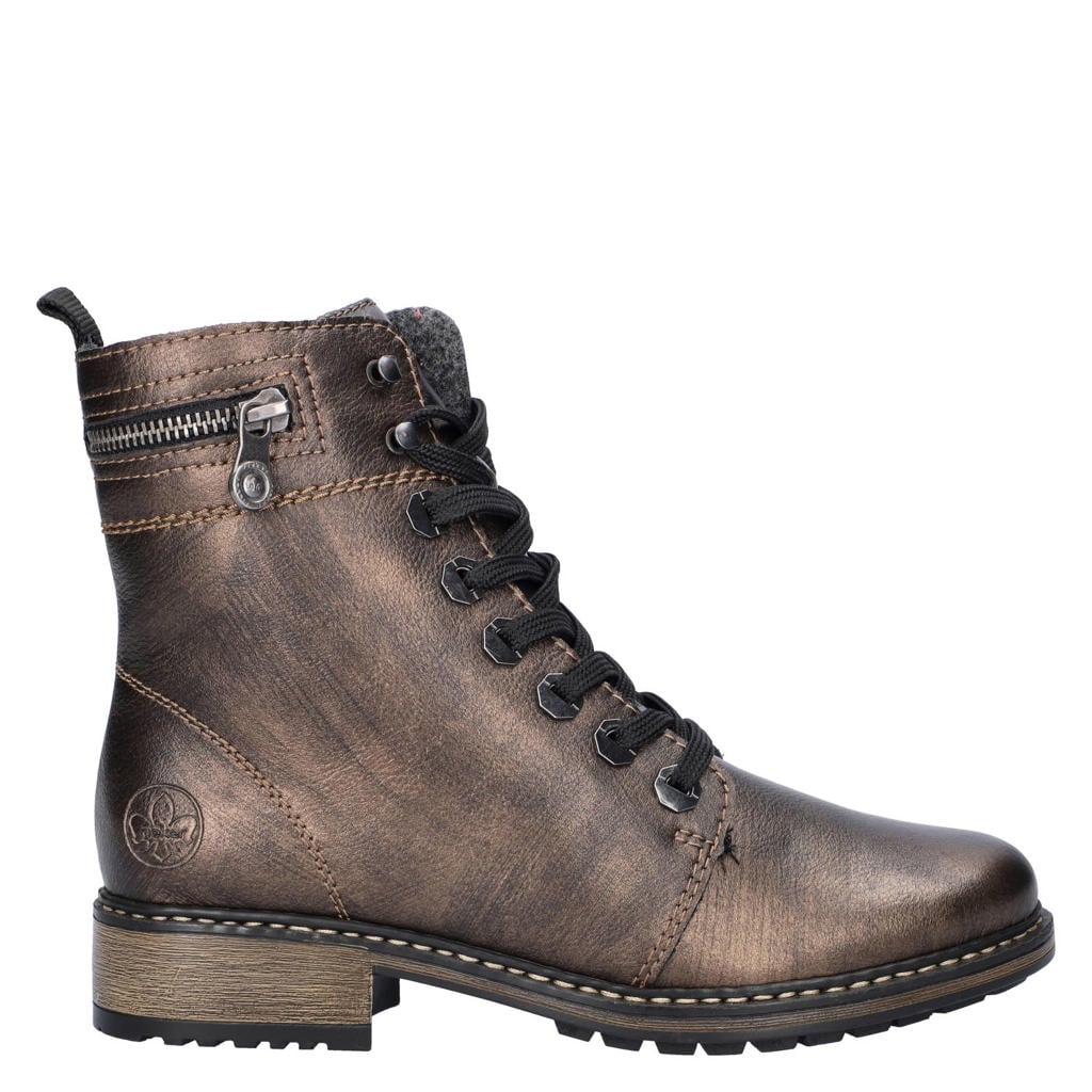 Bronzen dames Rieker leren veterboots