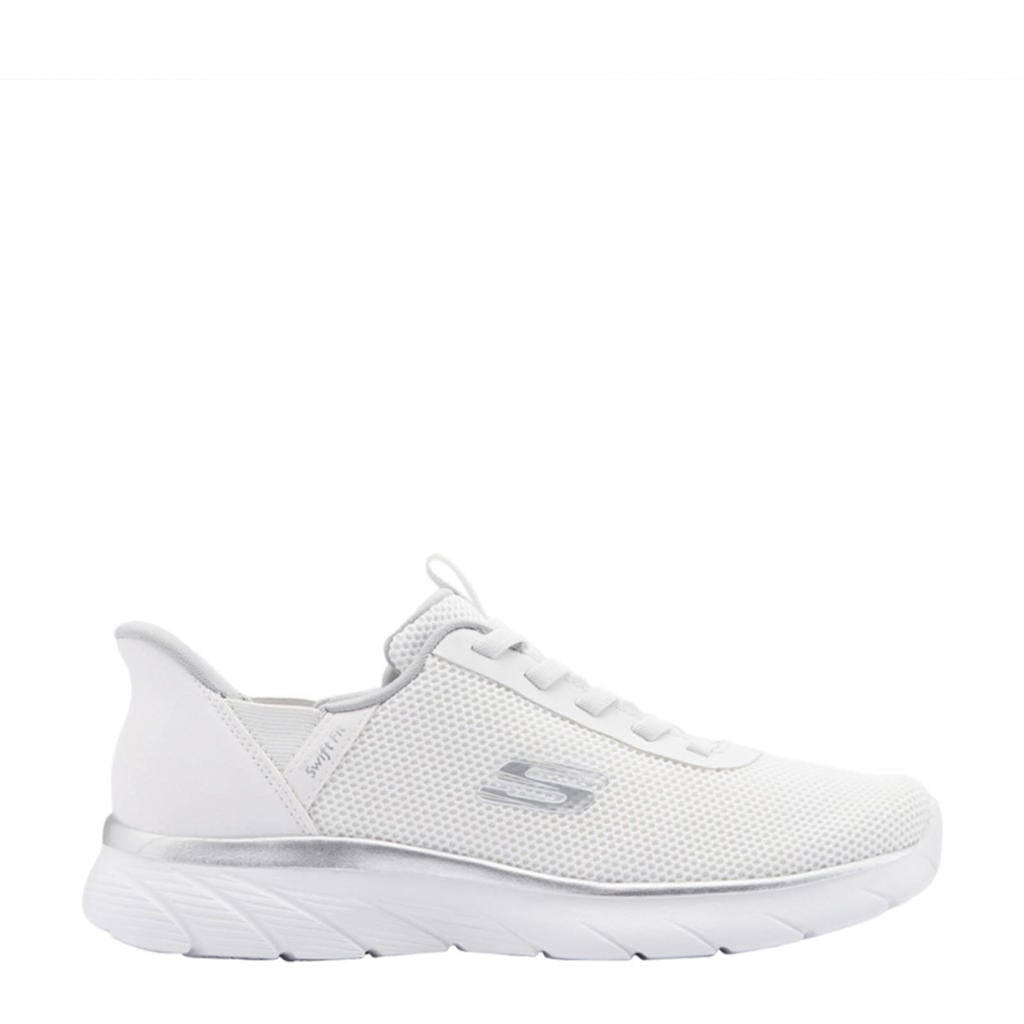 Witte dames Skechers sneakers van textiel/rubber met veters