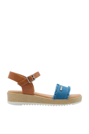 sandalen blauw/cognac