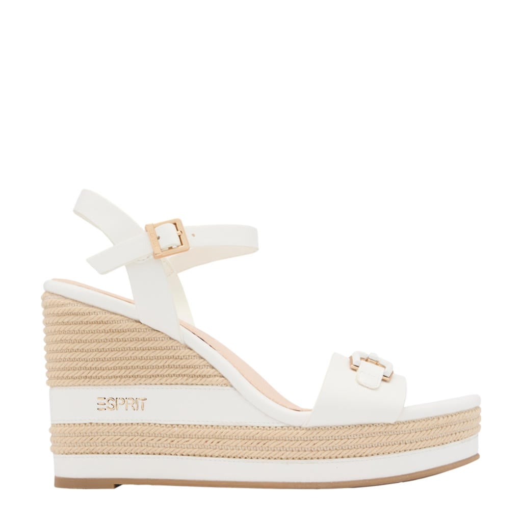 Witte dames ESPRIT espadrilles van rubber/imitatie leer met sleehak