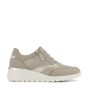  comfortl leren sneakers taupe
