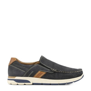   suède instappers donkerblauw
