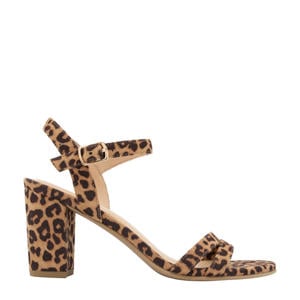 sandalettes met panterprint cognac