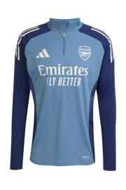 thumbnail: Blauwe heren adidas Performance Senior Arsenal FC voetbalshirt Training van polyester met lange mouwen, opstaande kraag en halve rits