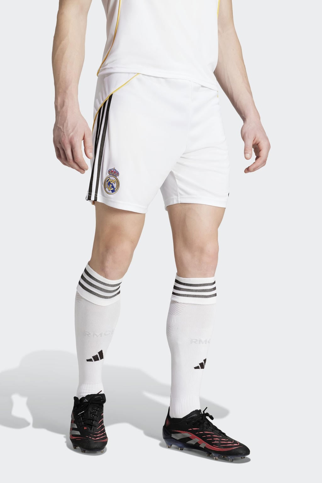 Witte heren adidas Performance Senior Real Madrid voetbalshort Thuis van polyester met regular fit
