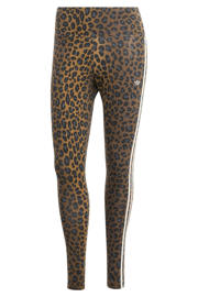 thumbnail: Bruin, zwart en witte dames adidas Originals legging van katoen met slim fit, regular waist en dierenprint