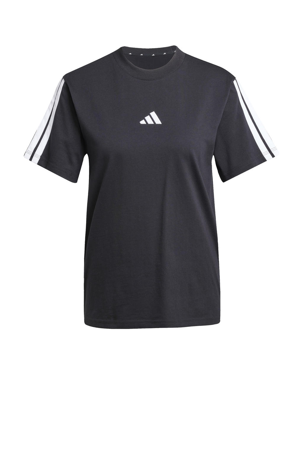 Zwart en witte dames adidas Sportswear T-shirt van katoen met logo dessin, korte mouwen en ronde hals