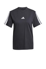 thumbnail: Zwart en witte dames adidas Sportswear T-shirt van katoen met logo dessin, korte mouwen en ronde hals
