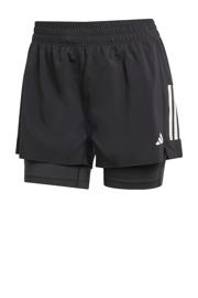 thumbnail: Zwart en witte dames adidas Performance hardloopshort van polyester met regular fit en regular waist