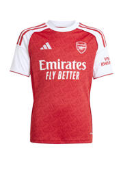 thumbnail: Rood en witte jongens en meisjes adidas Performance Junior Arsenal FC voetbalshirt Thuis van polyester met korte mouwen en ronde hals