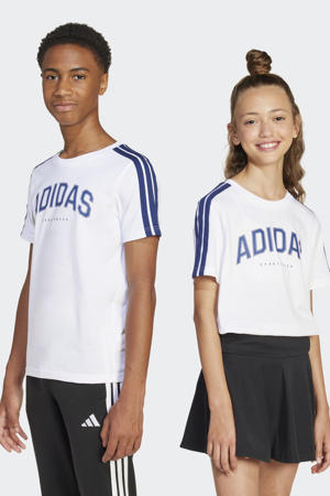 T-shirt wit/blauw