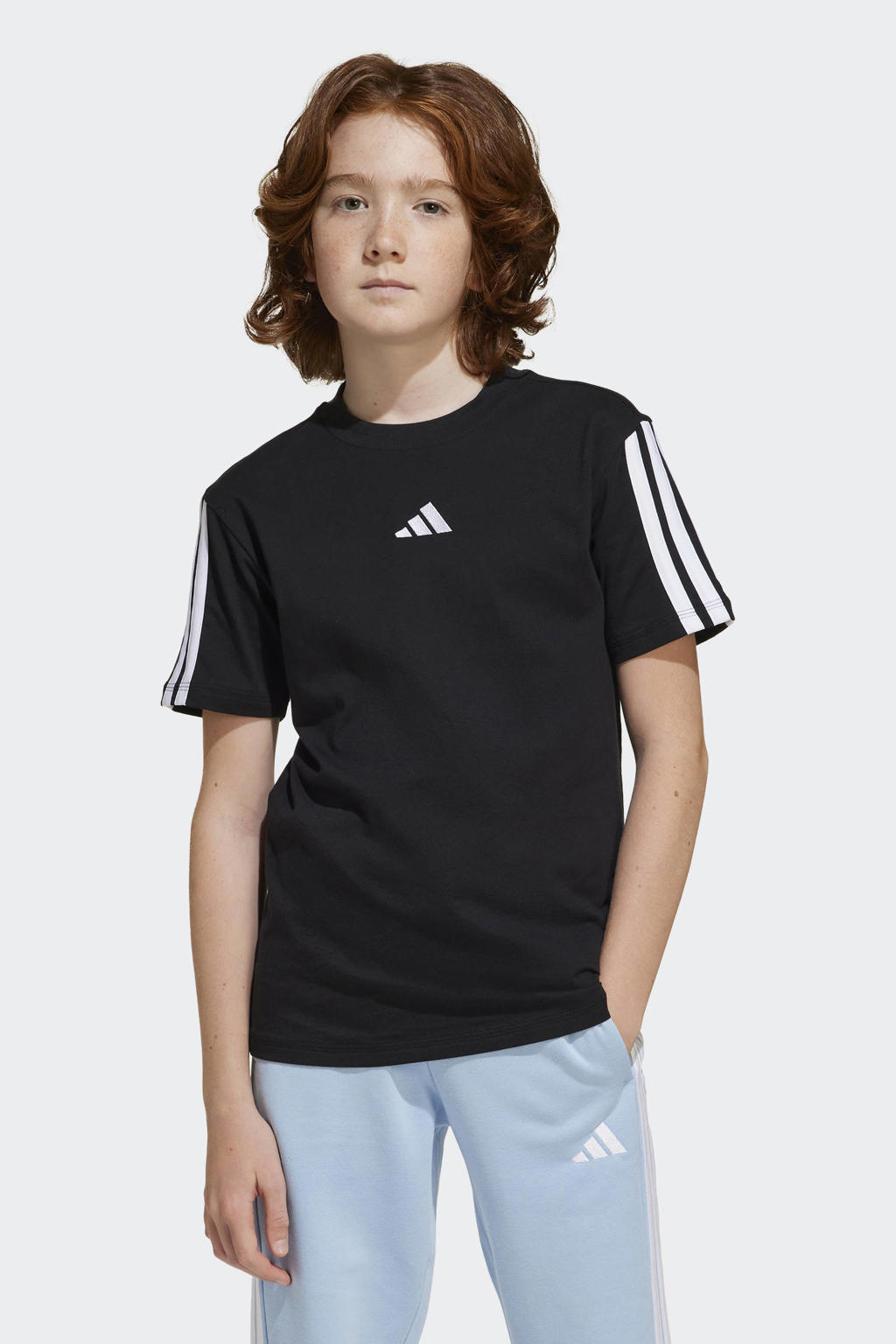 Zwart en witte jongens en meisjes adidas Sportswear T-shirt van katoen met logo dessin, korte mouwen en ronde hals