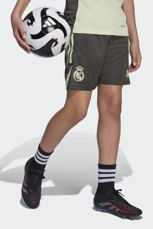 Junior Real Madrid voetbalshort olijfgroen/lichtgeel
