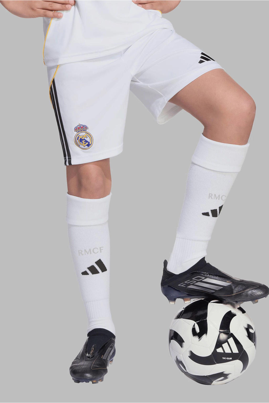 Witte jongens en meisjes adidas Performance junior Real Madrid voetbalshort van polyester