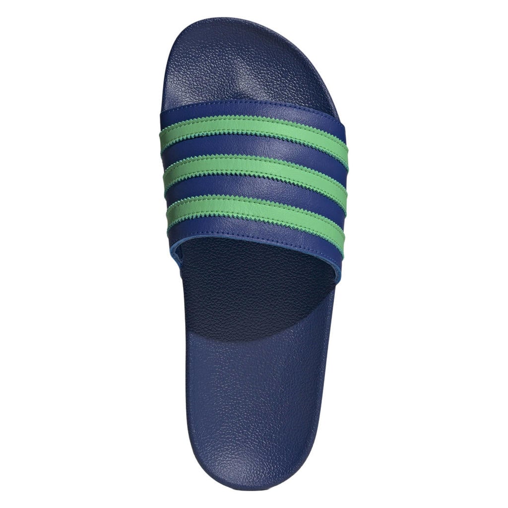 Kobaltblauwe unisex adidas Originals Adilette badslippers van rubber