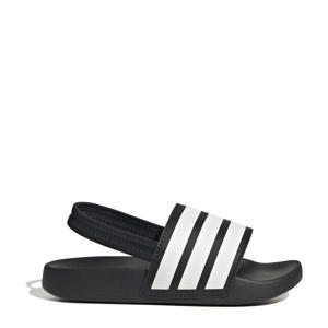 Adilette Estrap badslippers met hielbandje zwart/wit