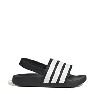 Adilette Estrap badslippers met hielbandje zwart/wit