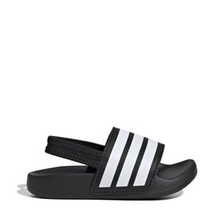 Adilette Estrap badslippers met hielbandje zwart/wit