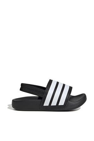 Adilette Estrap badslippers met hielbandje zwart/wit