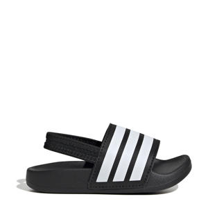 Adilette Estrap badslippers met hielbandje zwart/wit