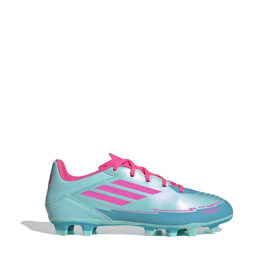 Aqua en fuchsia unisex adidas Performance F50 Club Messi FG MG Senior voetbalschoenen van mesh-pu/voering: mesh/voetbed: eva