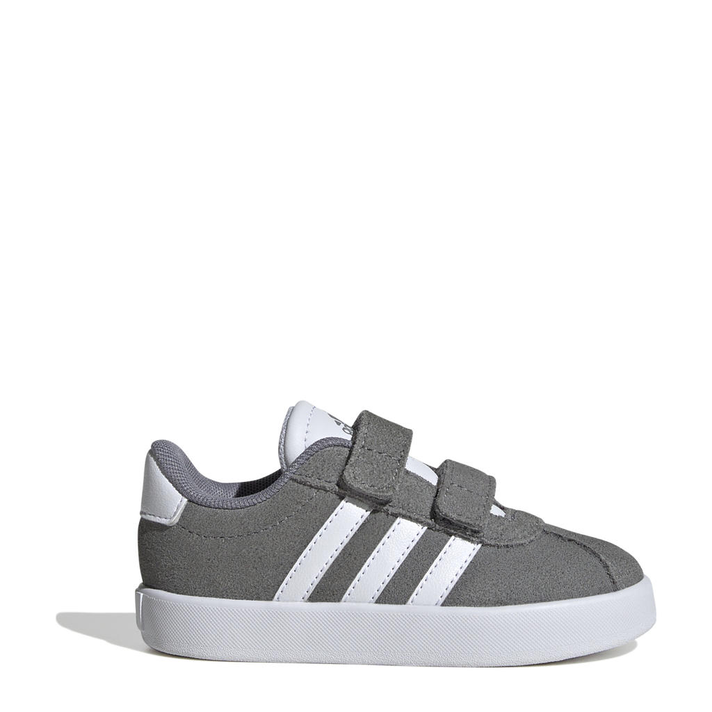 Grijs en witte jongens en meisjes adidas Sportswear VL Court 3.0 sneakers van synthetisch,leer met klittenband