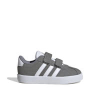 thumbnail: Grijs en witte jongens en meisjes adidas Sportswear VL Court 3.0 sneakers van synthetisch,leer met klittenband