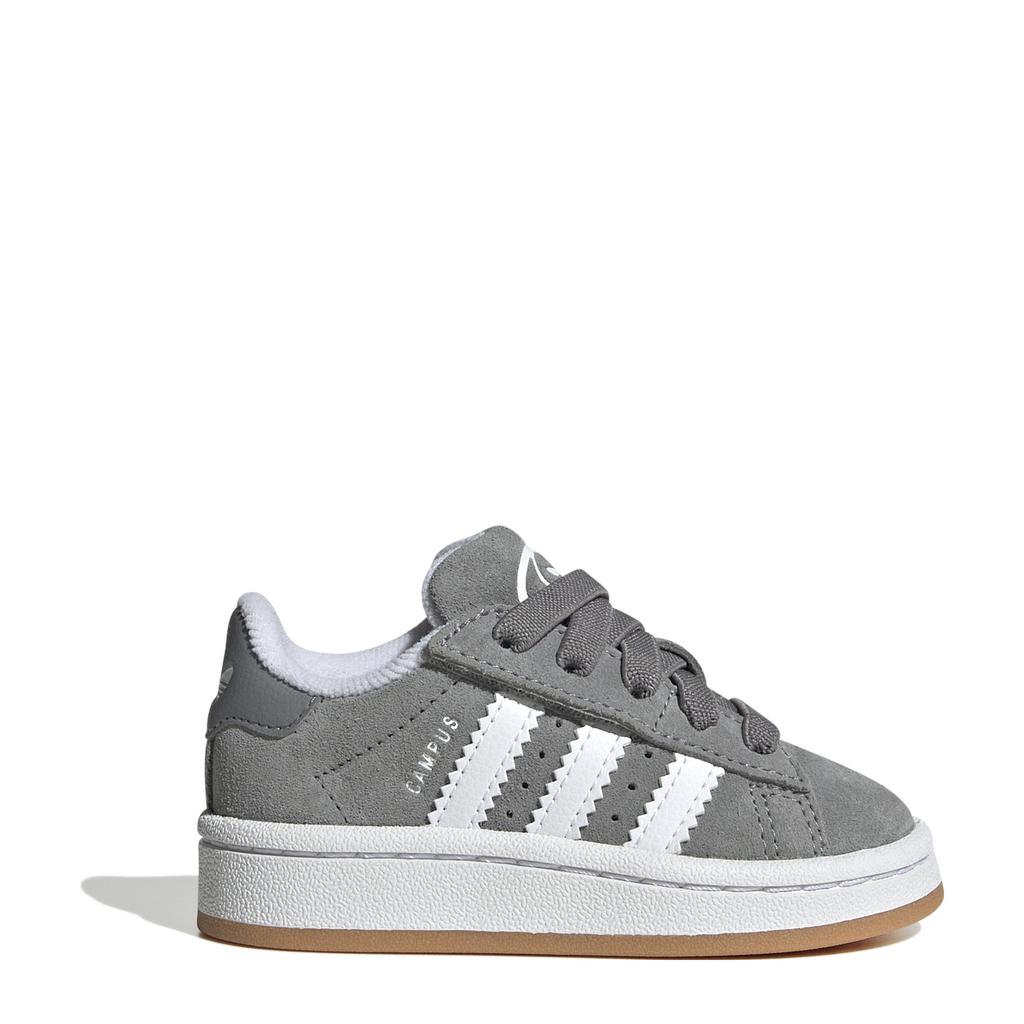 Grijs en witte jongens en meisjes adidas Originals Campus 00s sneakers van suède-pu met veter- met klittenbandsluiting
